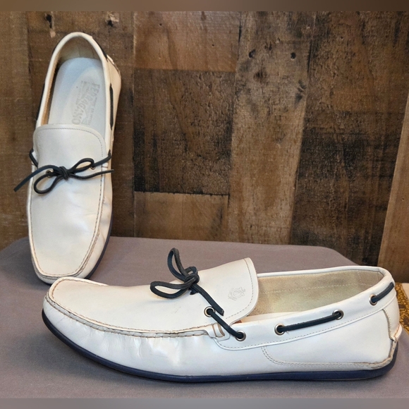 Salvatore Ferragamo Men's Shoes White Blue Size 12
